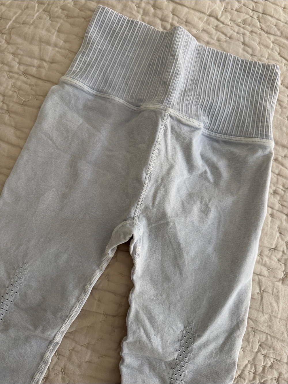 Women’s Free People High-Waist Ribbed Leggings in Light Gray